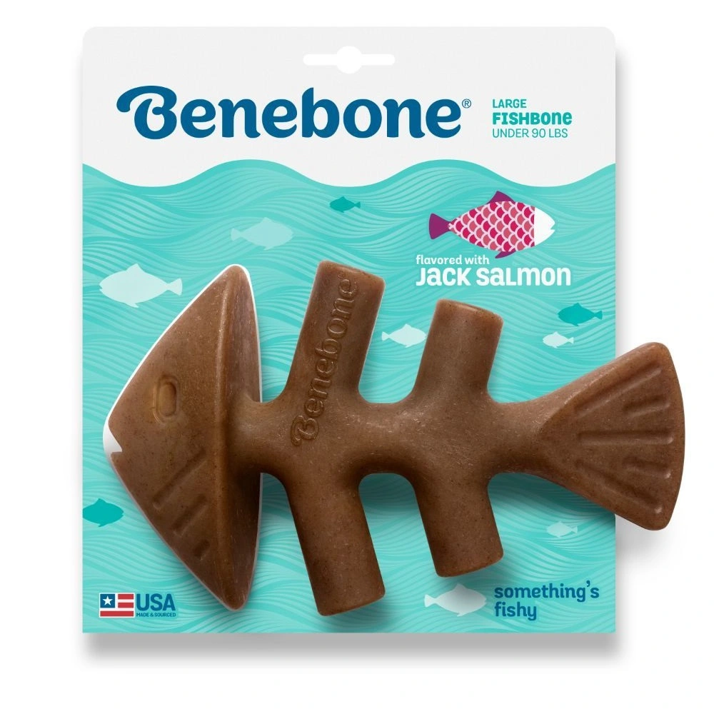 Benebone Fishbone Stor 21 cm - tyggeben med laksesmag